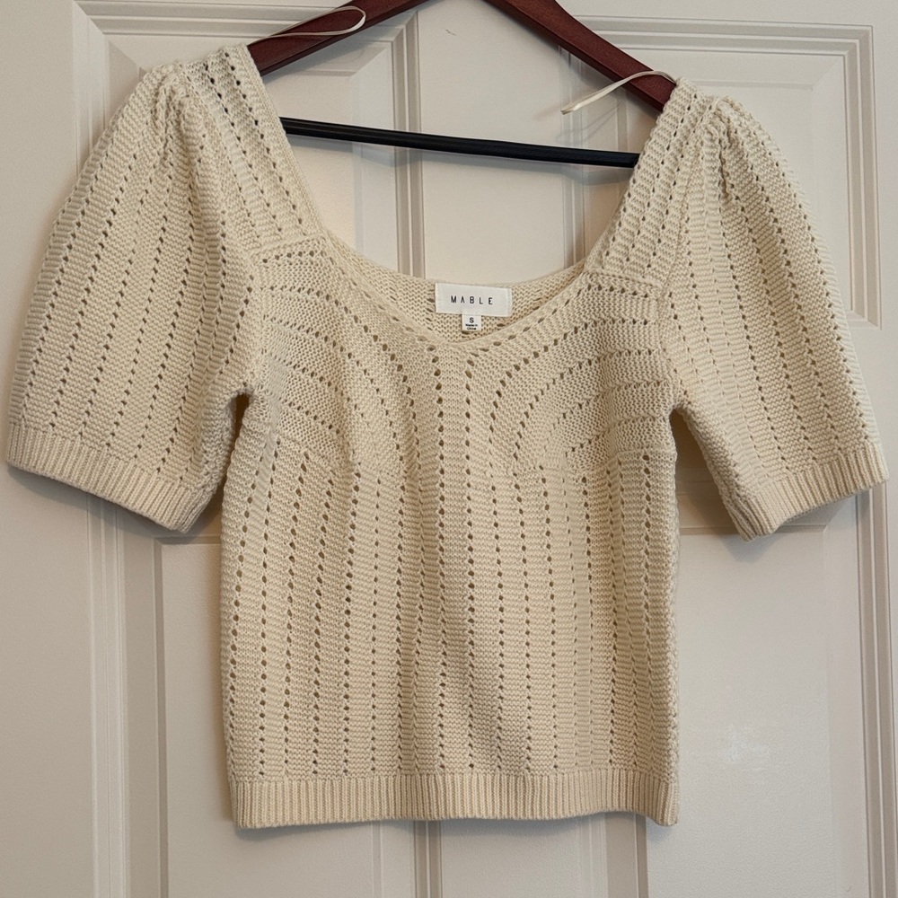 Marble Beige Knit Top